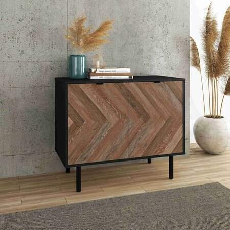 MANHATTAN COMFORT Liam Accent Cabinet in Black and Brown Wood AC-310AMC248